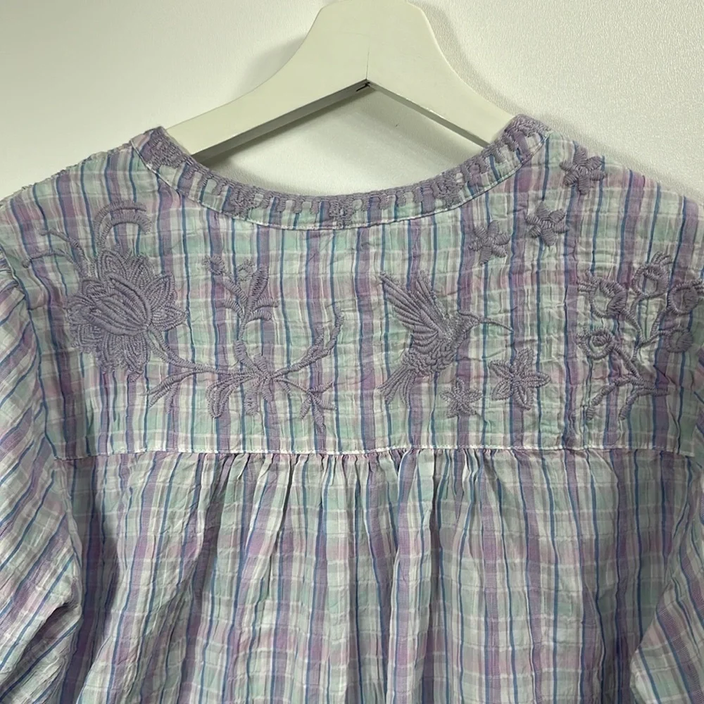 Johnny Was workshop Malo puff sleeve blouse purple size small.NWT